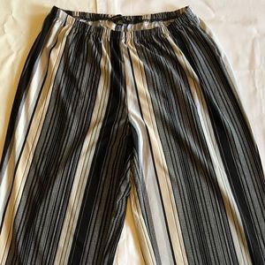 Wide Leg Beige/Black Stripe Pants